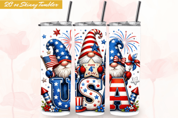 Download 4th of July Gnome 20oz Tumbler Wraps PNG - Premium Resources