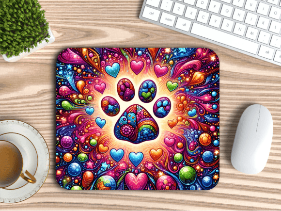 Download Psychedelic Dog Paw Heart Mousepad PNG - Premium Bundle