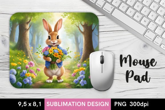 Download Easter Bunny with Flowers - MousePad PNG - Mousepad png Collection
