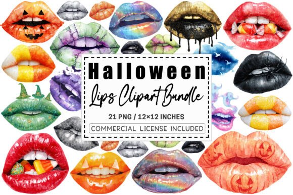 Download Watercolor Halloween Lips Clipart Bundle - Lips clipart bundle Collection