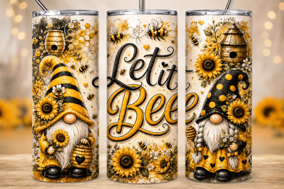 Download Let It Bee Gnome Tumbler Wrap PNG - Premium Bundle